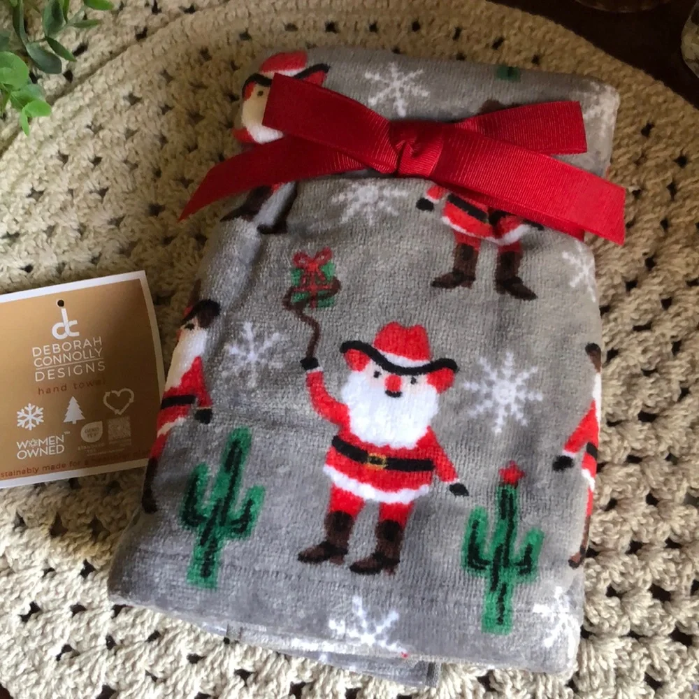 Western Cowboy SANTA Christmas Hand Towels